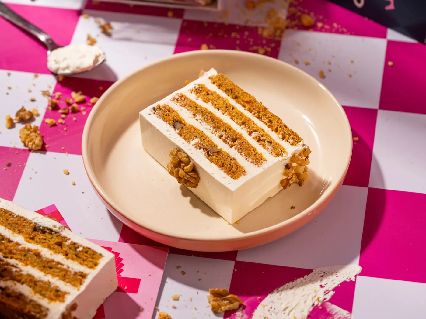 Layered dessert on plate